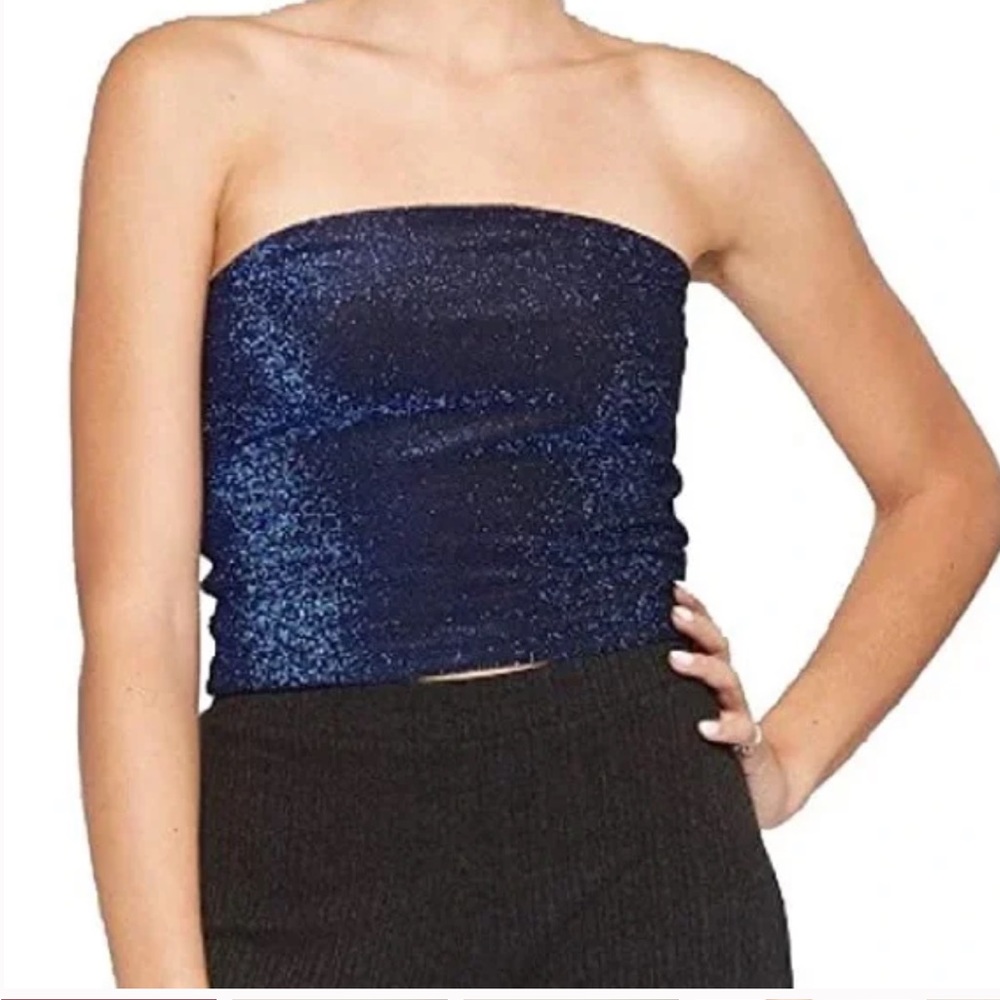 Wild Fable Blue Glitter Crop Top